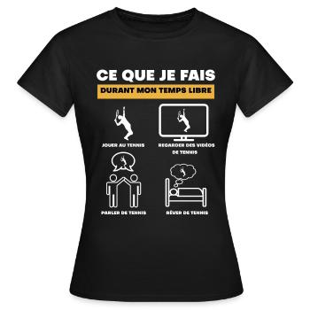 durant temps libre tennis - T-shirt Femme - noir - Devant - AI Model Female 172 dark (172cm)