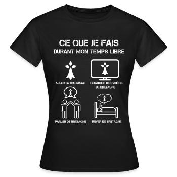 Freizeit Bretagne Hermine - Frauen T-Shirt - Schwarz - Vorne - AI Model Female 172 dark (172cm)