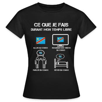 Freizeit Kongo Kinshasa - Frauen T-Shirt - Schwarz - Vorne - AI Model Female 172 dark (172cm)
