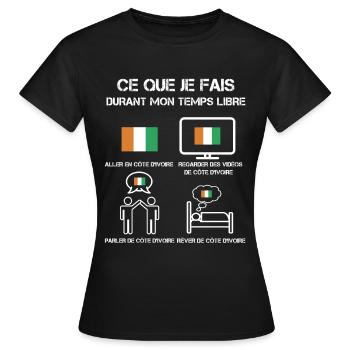 temps libre côte d'ivoire - T-shirt Femme - noir - Devant - AI Model Female 172 dark (172cm)
