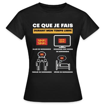 Flagge der Normandie in der Freizeit - Frauen T-Shirt - Schwarz - Vorne - AI Model Female 172 dark (172cm)