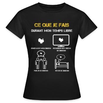 cadeaux temps libre dindon - T-shirt Femme - noir - Devant - AI Model Female 172 dark (172cm)