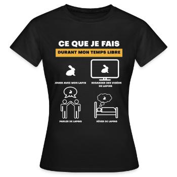 cadeau lapin temps libre - T-shirt Femme - noir - Devant - AI Model Female 172 dark (172cm)