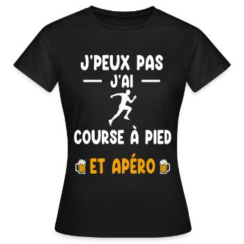 coureur je peux pas j'ai course à pied apéro - T-shirt Femme - noir - Devant - AI Model Female 172 dark (172cm)