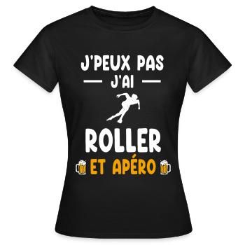 Roller Ich kann nicht Ich kann Roller Aperitif - Frauen T-Shirt - Schwarz - Vorne - AI Model Female 172 dark (172cm)