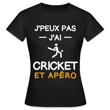 I can't I have cricket aperitif batsman - Women's T-Shirt - black - Front - AI Model Female 172 dark (172cm)
