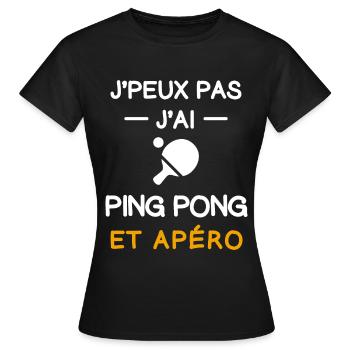 Ich kann nicht, ich habe Tischtennisschläger, Aperitif - Frauen T-Shirt - Schwarz - Vorne - AI Model Female 172 dark (172cm)