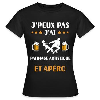 Ich kann keinen Eiskunstlauf-Aperitif haben - Frauen T-Shirt - Schwarz - Vorne - AI Model Female 172 dark (172cm)
