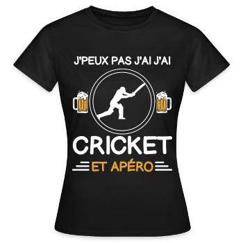 I can't I have cricket aperitif batsman - Women's T-Shirt - black - Front - AI Model Female 172 dark (172cm)