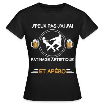Ich kann keinen Eiskunstlauf-Aperitif haben - Frauen T-Shirt - Schwarz - Vorne - AI Model Female 172 dark (172cm)