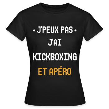 Ich kann nicht Kickboxen und Aperitif haben - Frauen T-Shirt - Schwarz - Vorne - AI Model Female 172 dark (172cm)
