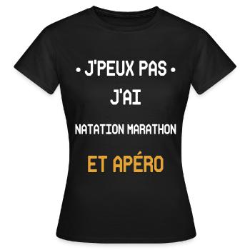 Ich kann nicht Marathonschwimmen und Aperitif - Frauen T-Shirt - Schwarz - Vorne - AI Model Female 172 dark (172cm)