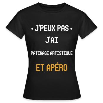 Ich kann nicht Eiskunstlauf und Aperitif haben - Frauen T-Shirt - Schwarz - Vorne - AI Model Female 172 dark (172cm)