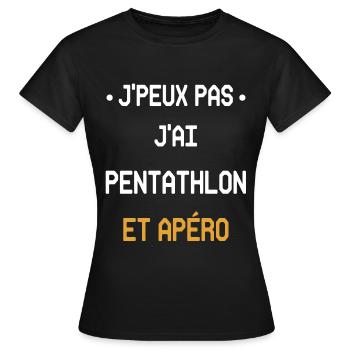 Ich kann nicht, ich habe Fünfkampf und Aperitif - Frauen T-Shirt - Schwarz - Vorne - AI Model Female 172 dark (172cm)
