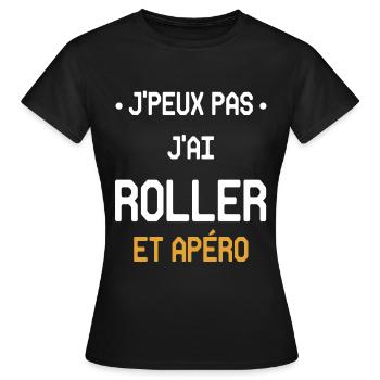 Ich kann nicht Inlineskaten und Aperitif haben - Frauen T-Shirt - Schwarz - Vorne - AI Model Female 172 dark (172cm)