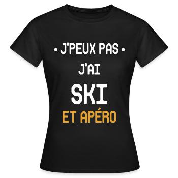 Ich kann nicht Skifahren und Aperitif - Frauen T-Shirt - Schwarz - Vorne - AI Model Female 172 dark (172cm)