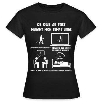 temps libre marche nordique humour drôle - T-shirt Femme - noir - Devant - AI Model Female 172 dark (172cm)