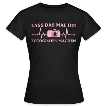 Kamera Lass das mal die Fotografin machen - Frauen T-Shirt - Schwarz - Vorne - AI Model Female 172 dark (172cm)