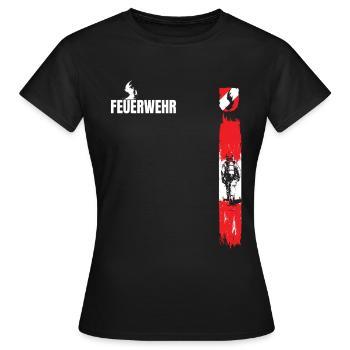 Feuerwehrdesign mit österreichischer Flagge - Frauen T-Shirt - Schwarz - Vorne - AI Model Female 172 dark (172cm)