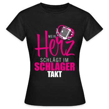 Mein Herz schlägt Schlager - Musik - Frauen T-Shirt - Schwarz - Vorne - AI Model Female 172 dark (172cm)
