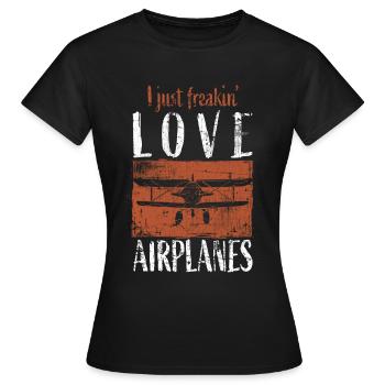 Airplane - Women's T-Shirt - black - Front - AI Model Female 172 dark (172cm)