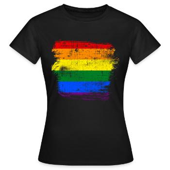 Drapeau arc-en-ciel LGBT - T-shirt Femme - noir - Devant - AI Model Female 172 dark (172cm)