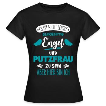 Putzfrau - Frauen T-Shirt - Schwarz - Vorne - AI Model Female 172 dark (172cm)