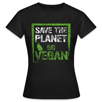 Vegan Protection de l’environnement - T-shirt Femme - noir - Devant - AI Model Female 172 dark (172cm)