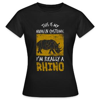 Costume de rhinocéros - T-shirt Femme - noir - Devant - AI Model Female 172 dark (172cm)