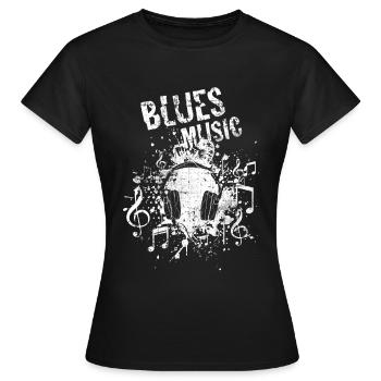Blues - Frauen T-Shirt - Schwarz - Vorne - AI Model Female 172 dark (172cm)