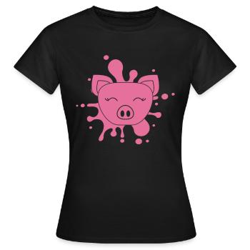 Schweinchen Schwein - Frauen T-Shirt - Schwarz - Vorne - AI Model Female 172 dark (172cm)