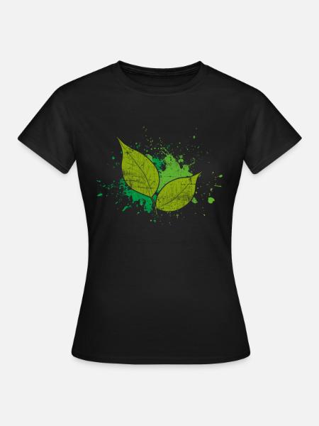 Blatt Natur - Frauen T-Shirt - Schwarz
