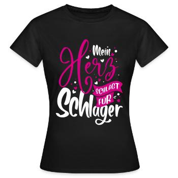 Mon cœur bat pour les hits - Schlager music - T-shirt Femme - noir - Devant - AI Model Female 172 dark (172cm)