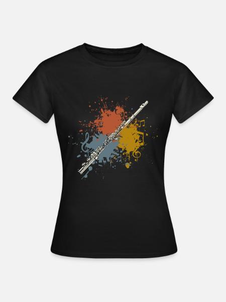 Querflöte retro - Frauen T-Shirt - Schwarz