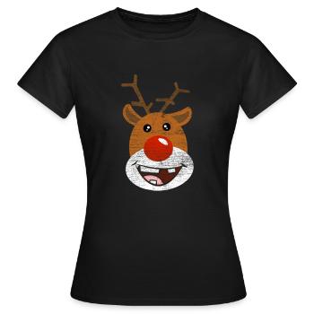 Rudolf Rentier - Frauen T-Shirt - Schwarz - Vorne - AI Model Female 172 dark (172cm)