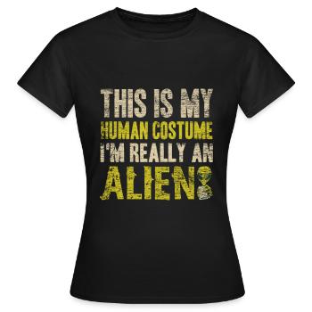 Costume d'extraterrestre - T-shirt Femme - noir - Devant - AI Model Female 172 dark (172cm)