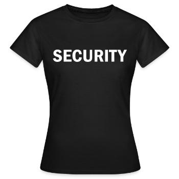 Costume de tshirt de videur de gardien de sécurité - T-shirt Femme - noir - Devant - AI Model Female 172 dark (172cm)