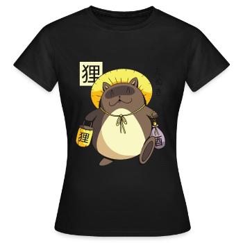 Personnage de dessin animé japonais drôle Tanuki Yokai - T-shirt Femme - noir - Devant - AI Model Female 172 dark (172cm)