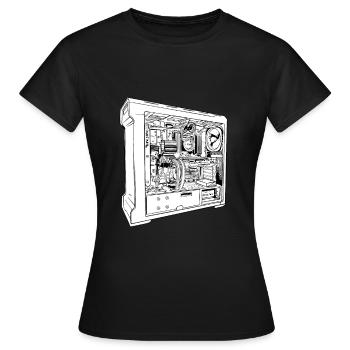 Gamer PC Gift Open Gamer PC Interior - Women's T-Shirt - black - Front - AI Model Female 172 dark (172cm)