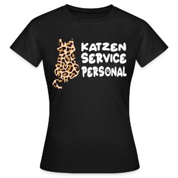 Katzen Servicepersonal Leoprint - Frauen T-Shirt - Schwarz - Vorne - AI Model Female 172 dark (172cm)