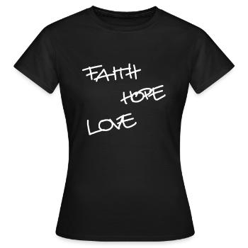 Foi Espérance Amour, Rosaire, Symbole, Croix, Dieu - T-shirt Femme - noir - Devant - AI Model Female 172 dark (172cm)