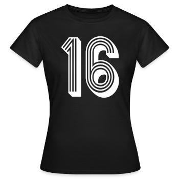 16 ans numéro maillot 16 T-shirt 16 - T-shirt Femme - noir - Devant - AI Model Female 172 dark (172cm)