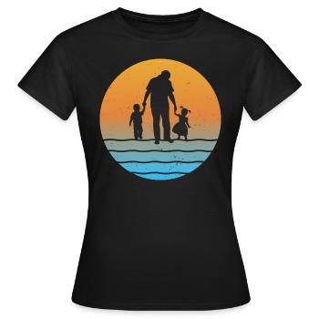 Père et fille fils grand-père et petite-fille et petit-fils - T-shirt Femme - noir - Devant - AI Model Female 172 dark (172cm)