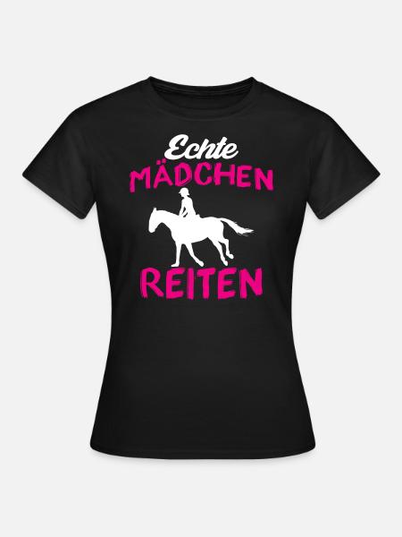 Echte mädchen reiten - Frauen T-Shirt - Schwarz
