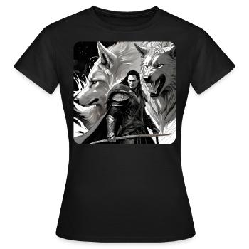 Loki avec le loup de Fenri Asgard Ragnarok - T-shirt Femme - noir - Devant - AI Model Female 172 dark (172cm)
