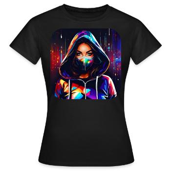 Fille Cyberpunk Cool - T-shirt Femme - noir - Devant - AI Model Female 172 dark (172cm)