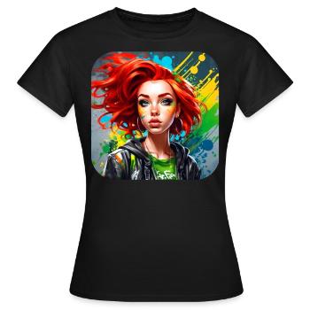 Fille rousse irlandaise cool - T-shirt Femme - noir - Devant - AI Model Female 172 dark (172cm)