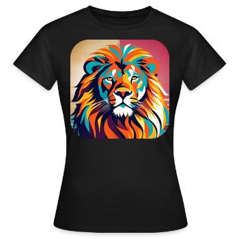 Stolzer Löwe im Retro Style - Frauen T-Shirt - Schwarz - Vorne - AI Model Female 172 dark (172cm)