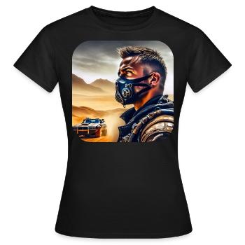 Rudeboy cool avec une voiture steampunk - T-shirt Femme - noir - Devant - AI Model Female 172 dark (172cm)