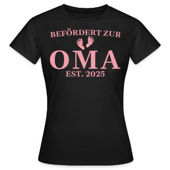 Schwangerschaftsverkündung 2025 Werdende Oma - Frauen T-Shirt - Schwarz - Vorne - AI Model Female 172 dark (172cm)